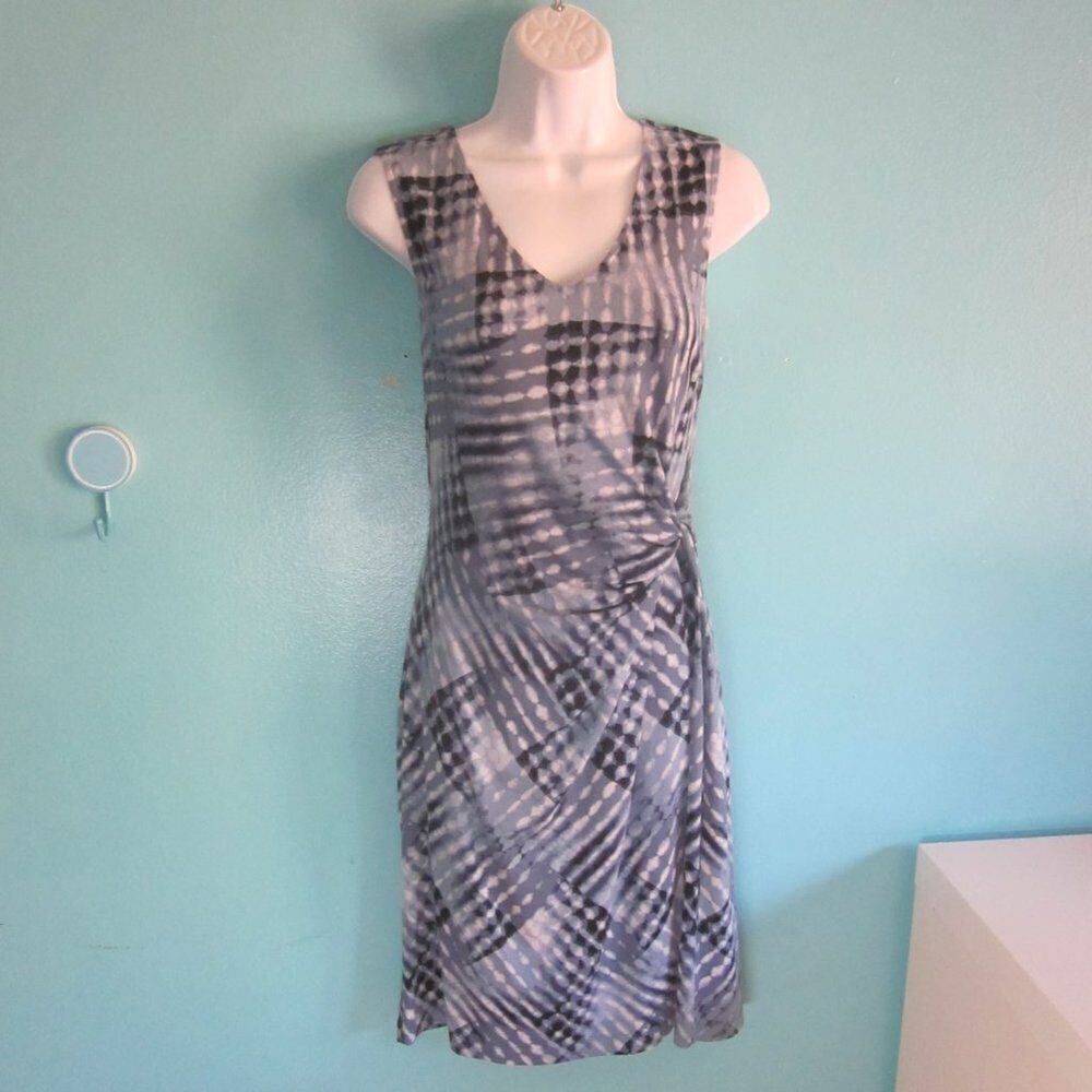 Nic & Zoe Blue Twist Front Sheath Dress Womens Size S Stretch Bodycon Pullover